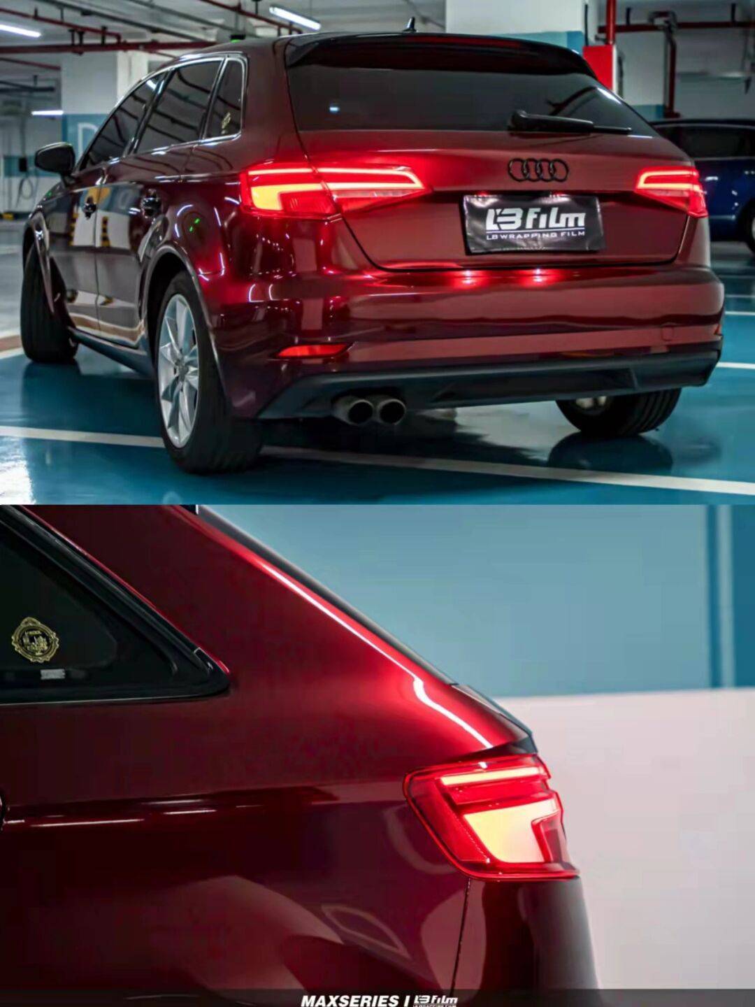 奥迪lb改色膜液态金属龙血红,浓郁冷艳的暗红色调_搜狐汽车_搜狐网