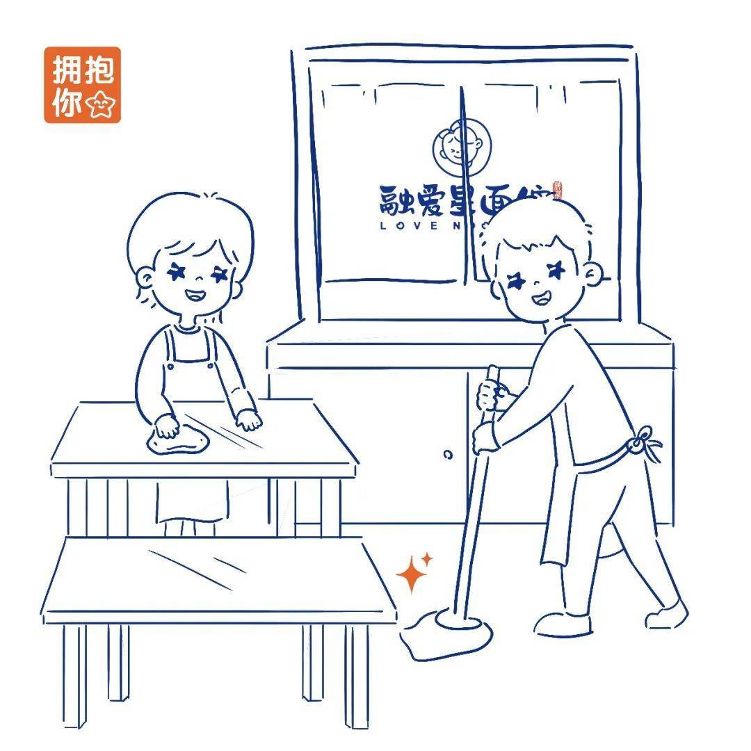 幼儿擦桌子简笔画图片