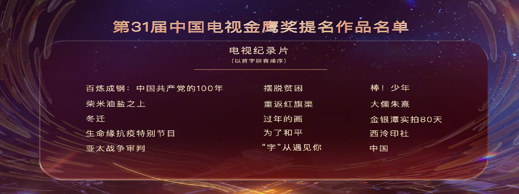 第三十一屆中國電視金鷹獎于2022年11月2日舉行了發布會
