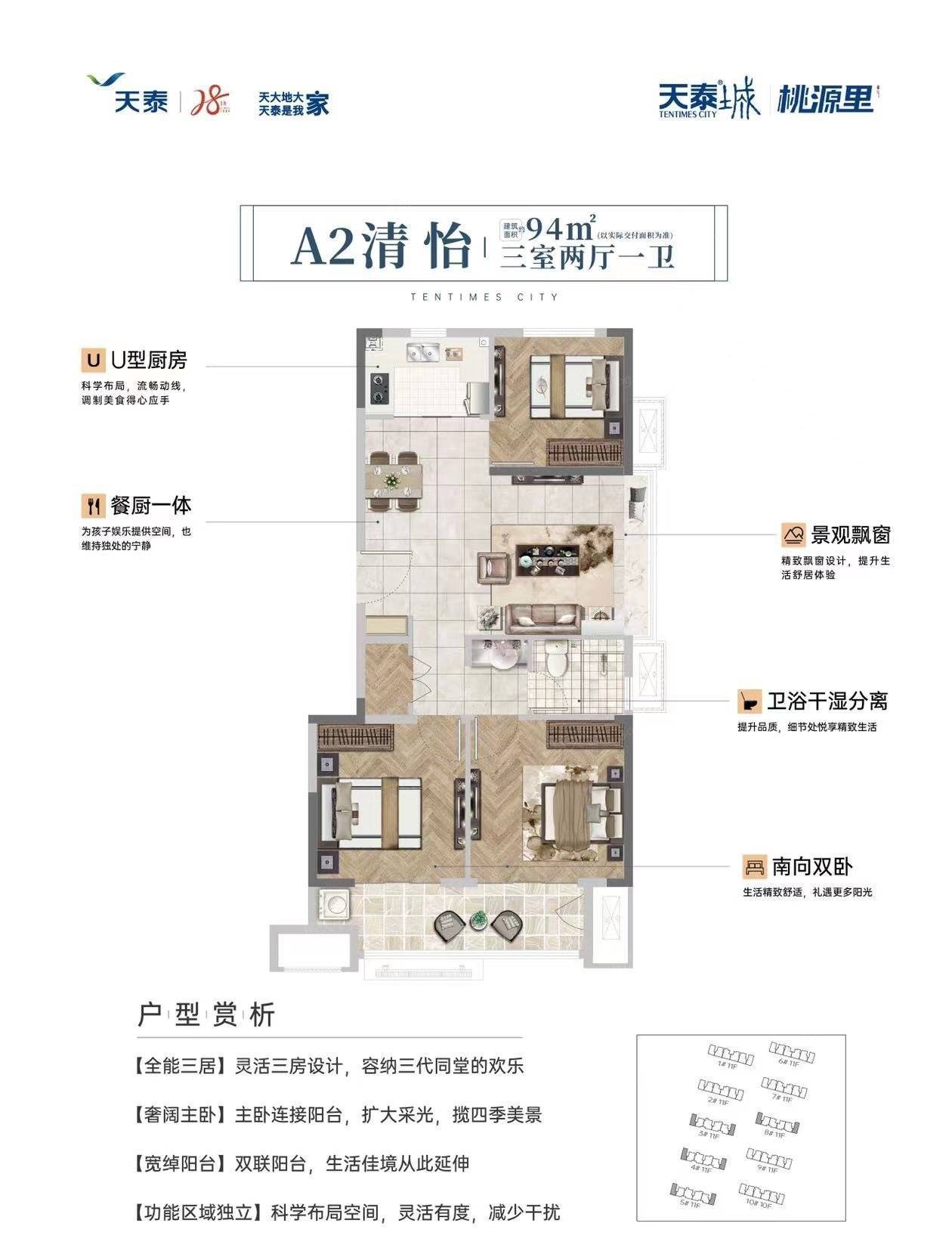 天泰城桃源里94㎡户型赏析-烟台楼盘网