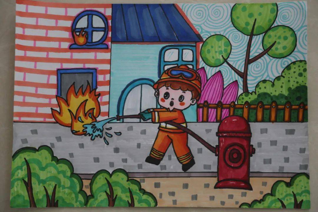 小小消防员绘画4k纸图片