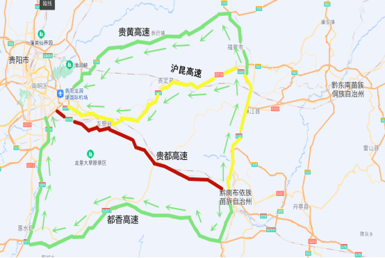 路線一:荔波,獨山,平塘,三都等地車輛建議經都香高速前往貴陽.