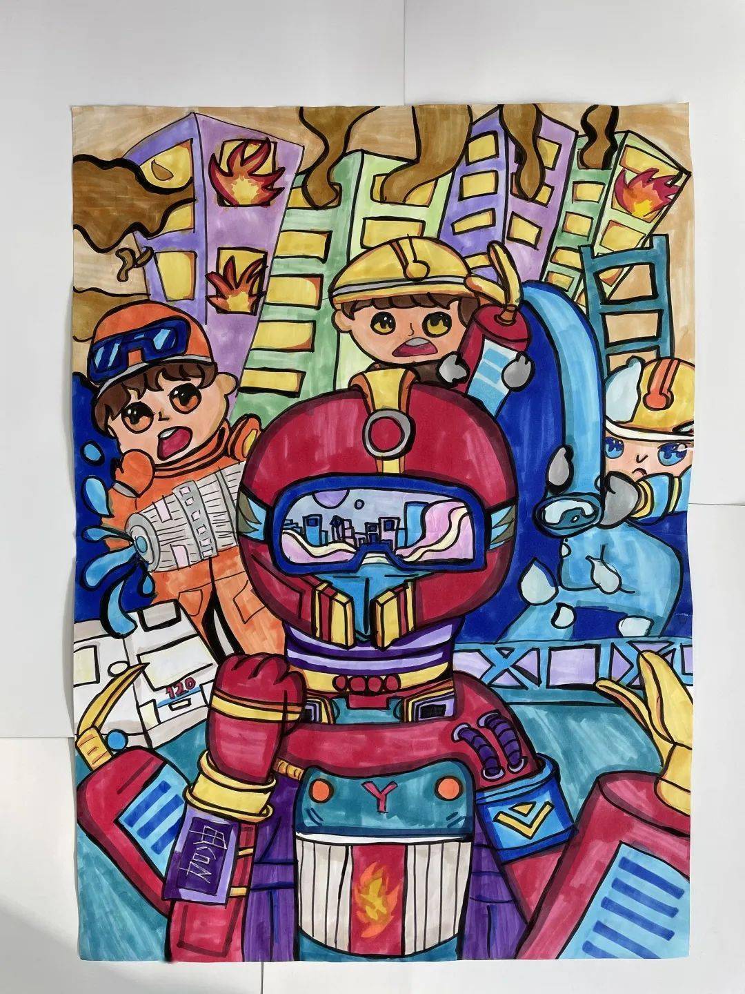 "我是小小消防员" | 优秀绘画作品展播(一)_邢台_年级_烈火英雄