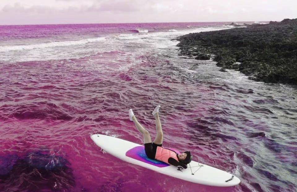 因《明星大侦探》受何炅力捧,鬼鬼晒冲浪照片,黑色滑水服显身材_个性