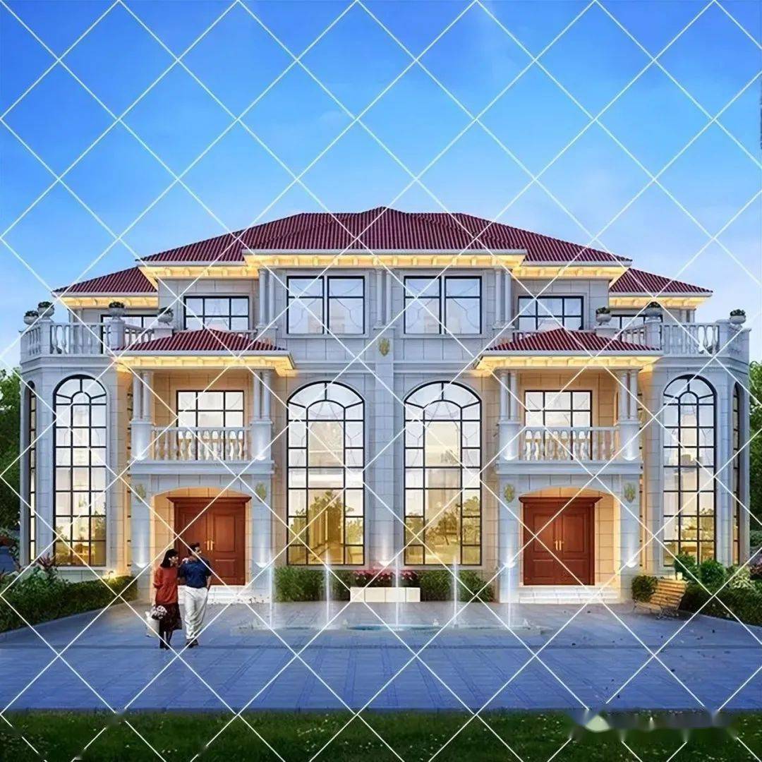 豪华三层兄弟双拼别墅设计图,33套高档农村兄弟双别墅自建房_图纸