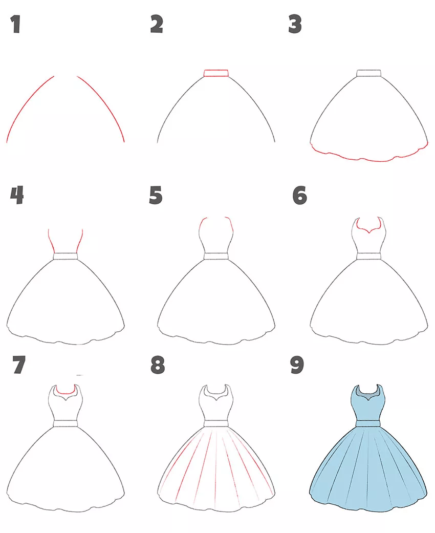 100种公主裙怎么画简单图片