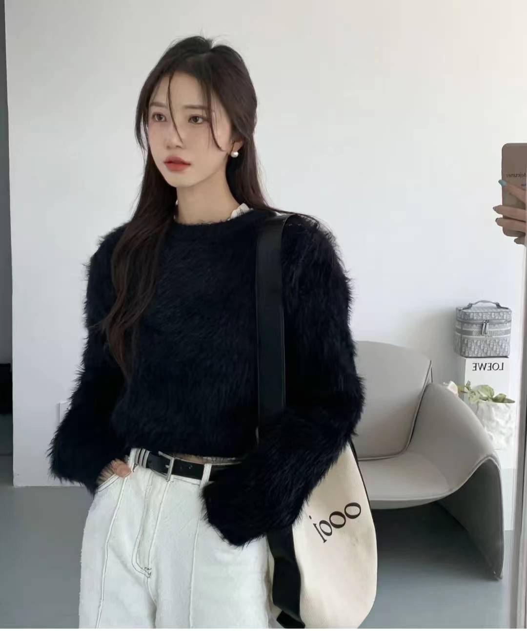 这35套黑色毛衣穿搭太高级了,5种造型谁穿谁好看!_look_白色_裤子