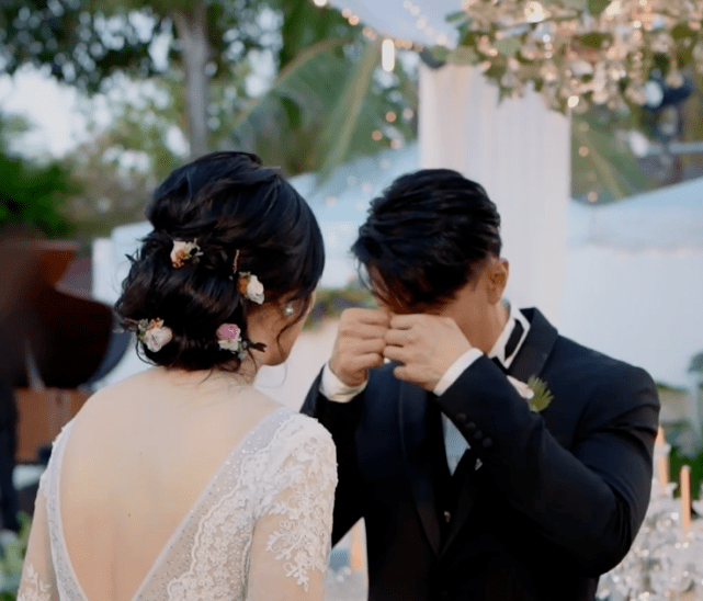 林丽吟穿世界上独一无二的婚纱,纱裙上的印花,让吴尊忍不住落泪_婚礼