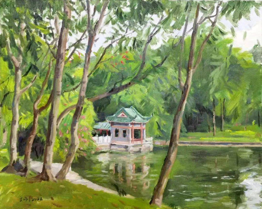 孙文刚《可园》油画 50x60cm陈勇劲《老巷》水彩画 75x55cm张元《光与