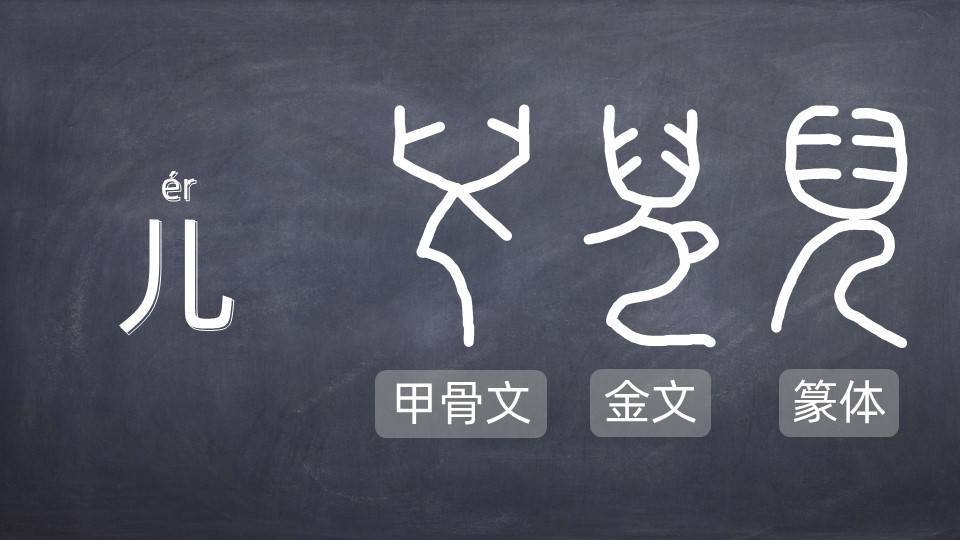 先看下甲骨文的"儿"字,你看这上半部分是不是像一个未闭合的头骨?