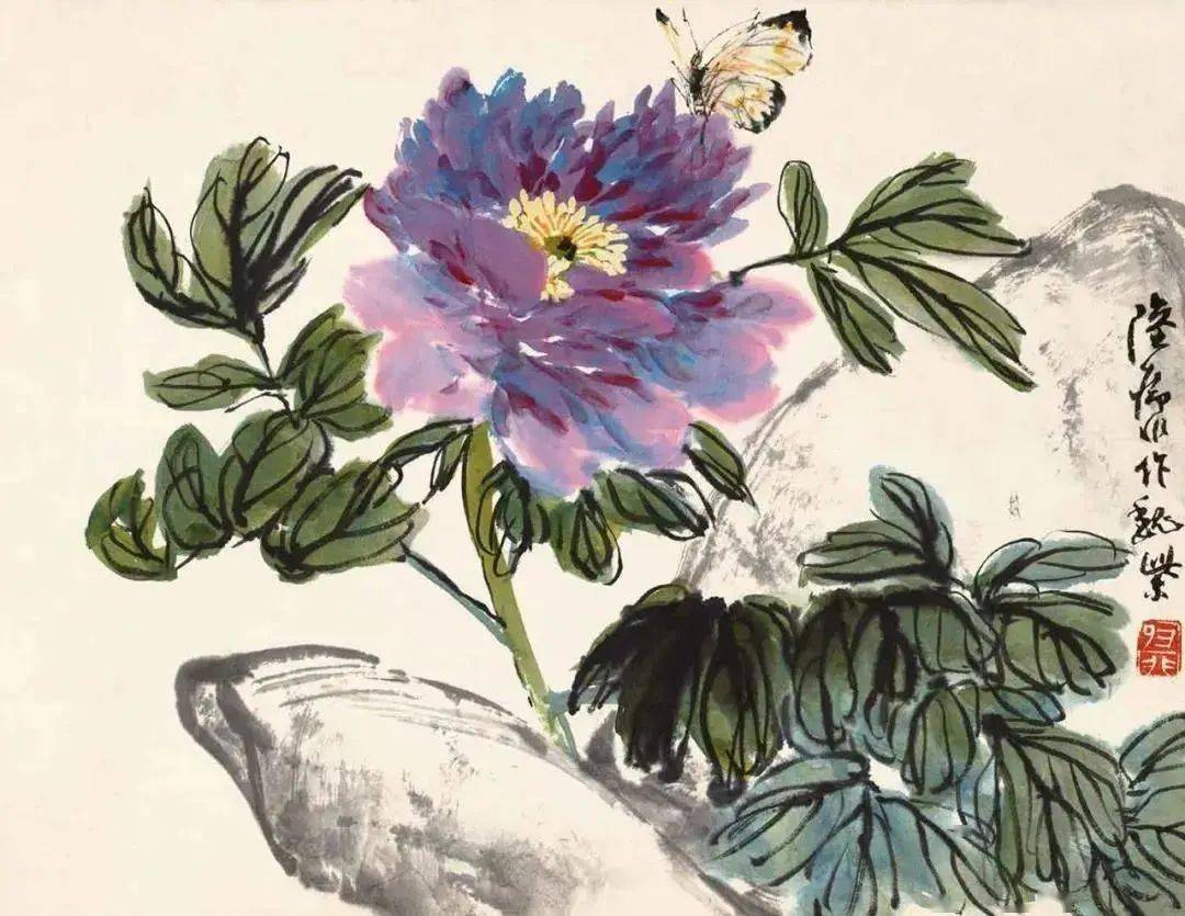 老教授画牡丹,宛若贵妃出浴_陆抑_先生_潘天寿