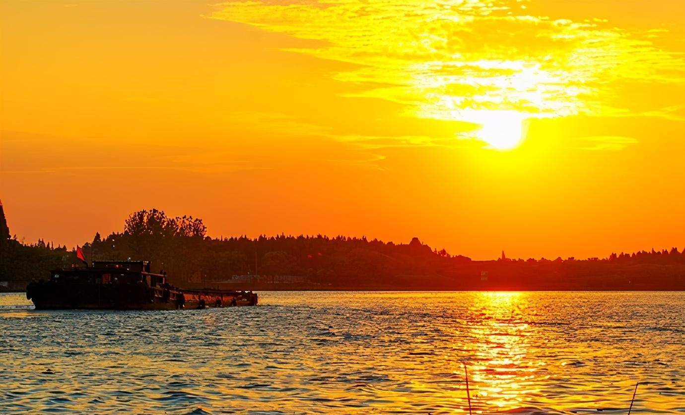 日落时分,站在浦江之首,欣赏来自斜塘江最美丽的风情_夕阳_落日_余晖