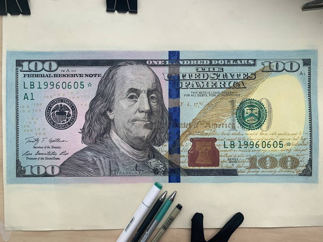 90后东北小伙手绘美钞：从电影《无双》获取灵感，自制变色油墨，曾被警察上门问询_搜狐网