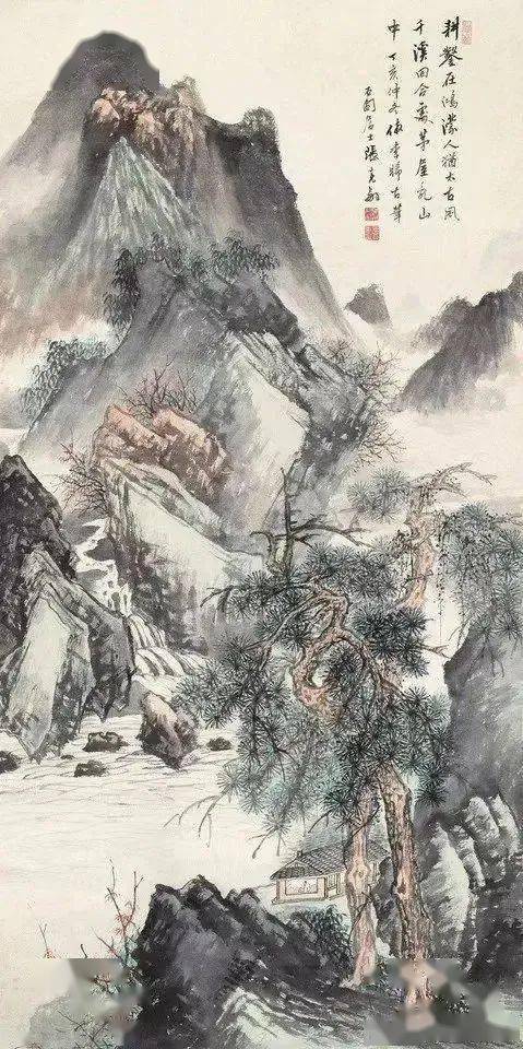 丁亥仲冬,仿李晞古笔.石园居士张克龢.