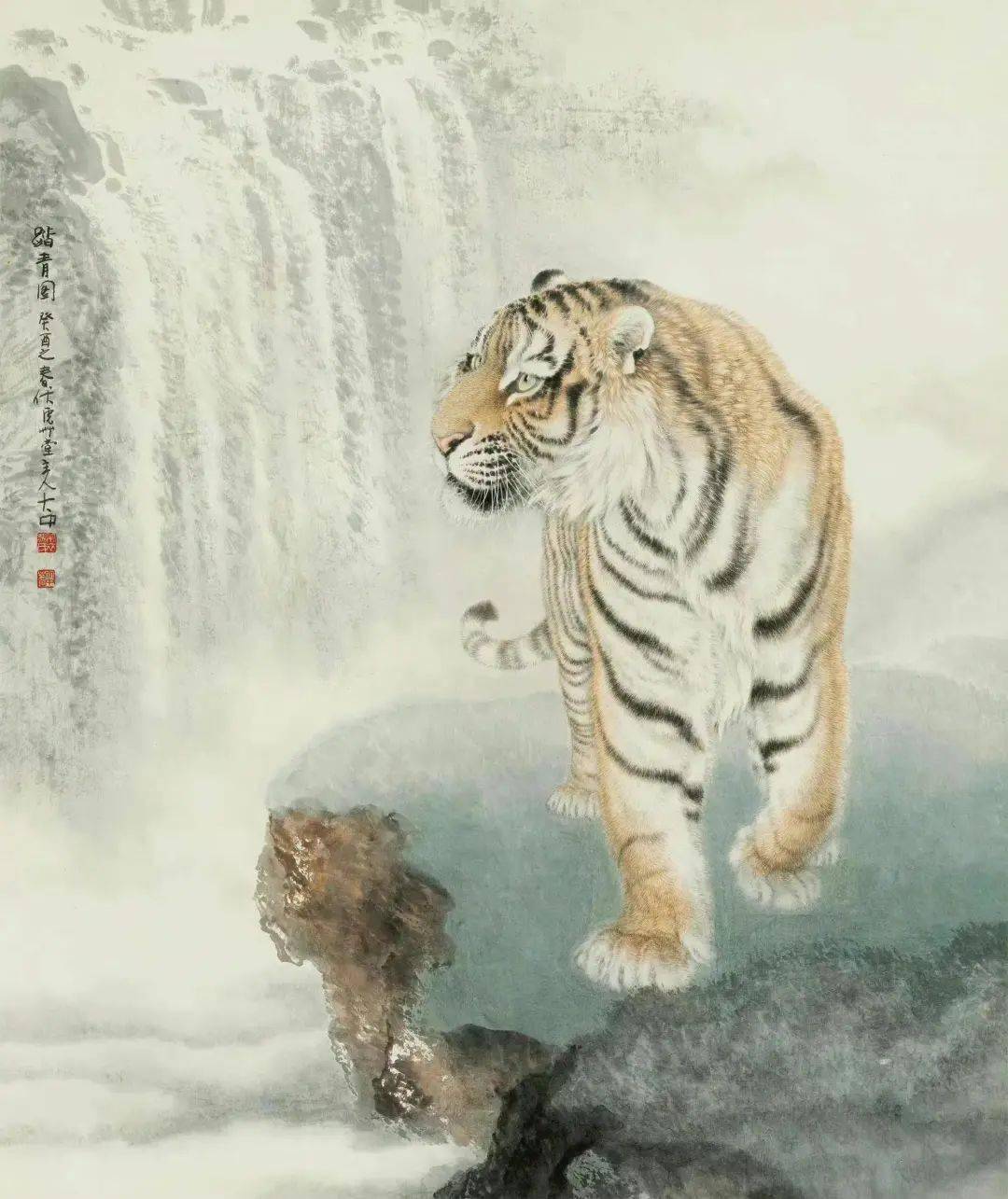 这位画家16岁开始画虎画了近60年，说画画艰辛像攀登一座座高山_