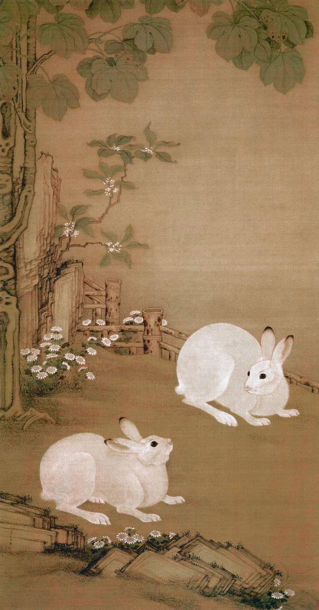 春节兔年将至,历代名画中的玉兔欣赏!_故宫博物院_绢本_兔子