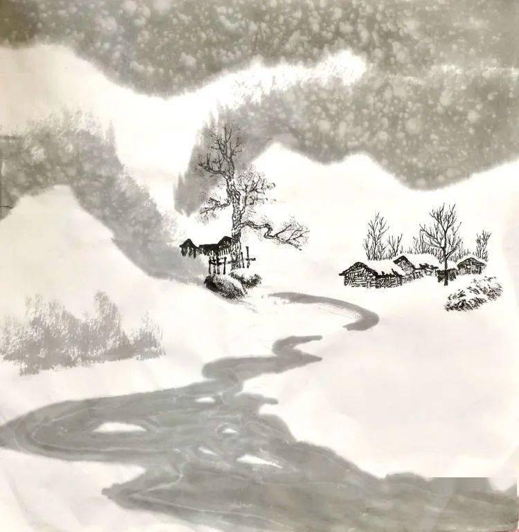 【国画教程】学画写意《雪景图》