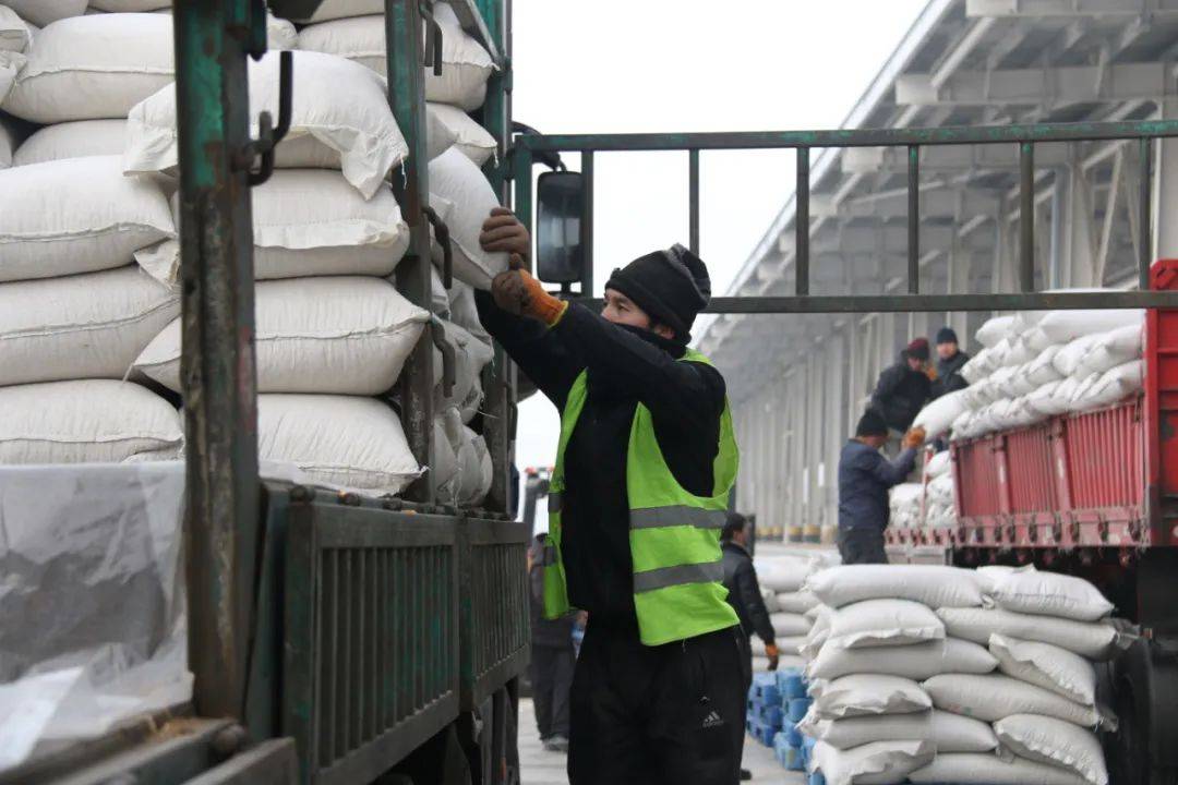 铁路作业区集装箱堆场工人装卸作业