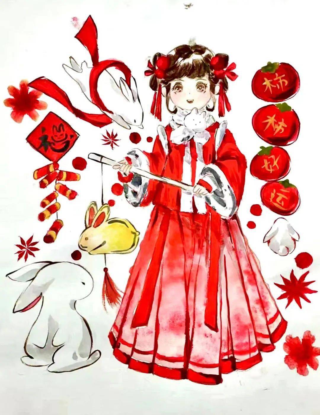 秀 奖《玉兔来贺岁》周鑫亚《兔年快乐》余思瑶《兔贺元宵》陈文萱