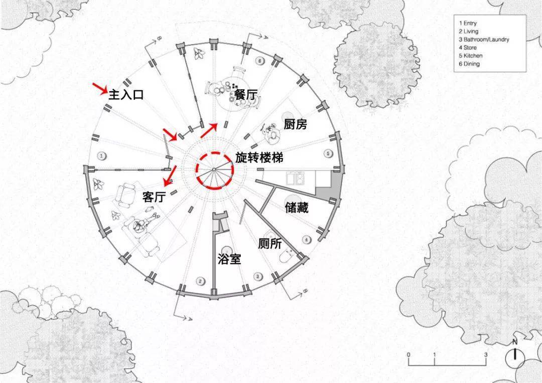 圆形房屋设计平面图图片