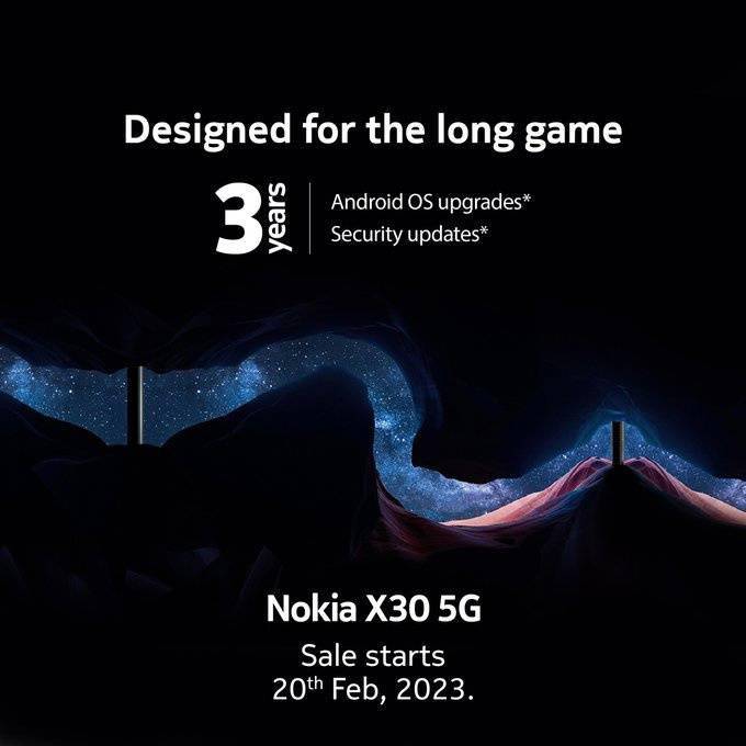 诺基亚 X30 5G 将于 2 月 20 日登陆印度  支持 3 次操作系统更新、3 年安全补丁更新