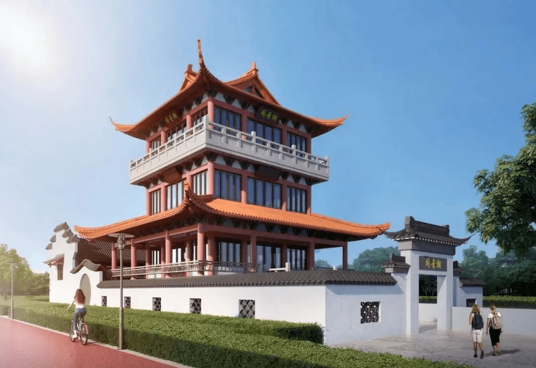 潮音阁修缮▲效果图"通过色彩的配置形成大气磅礴的千字造型,不仅