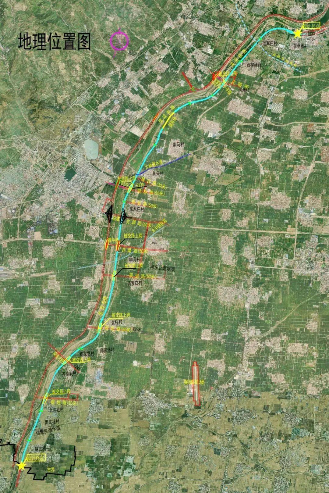 道路線形結合都市區規劃,綜改區瀟河產業園二期規劃路網,汾河河堤位置