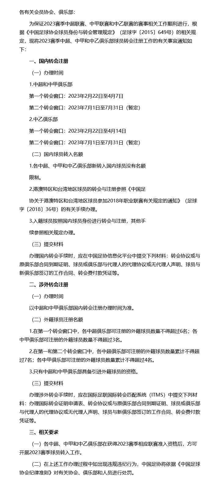 时间一推再推 中超冬季转会窗末于确定22日开启