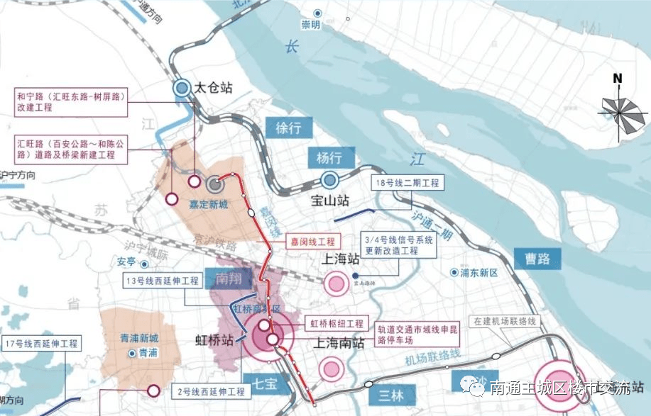 沪通铁路二期工程(在建)北起沪通铁路太仓站,南接四团站,途经江苏省
