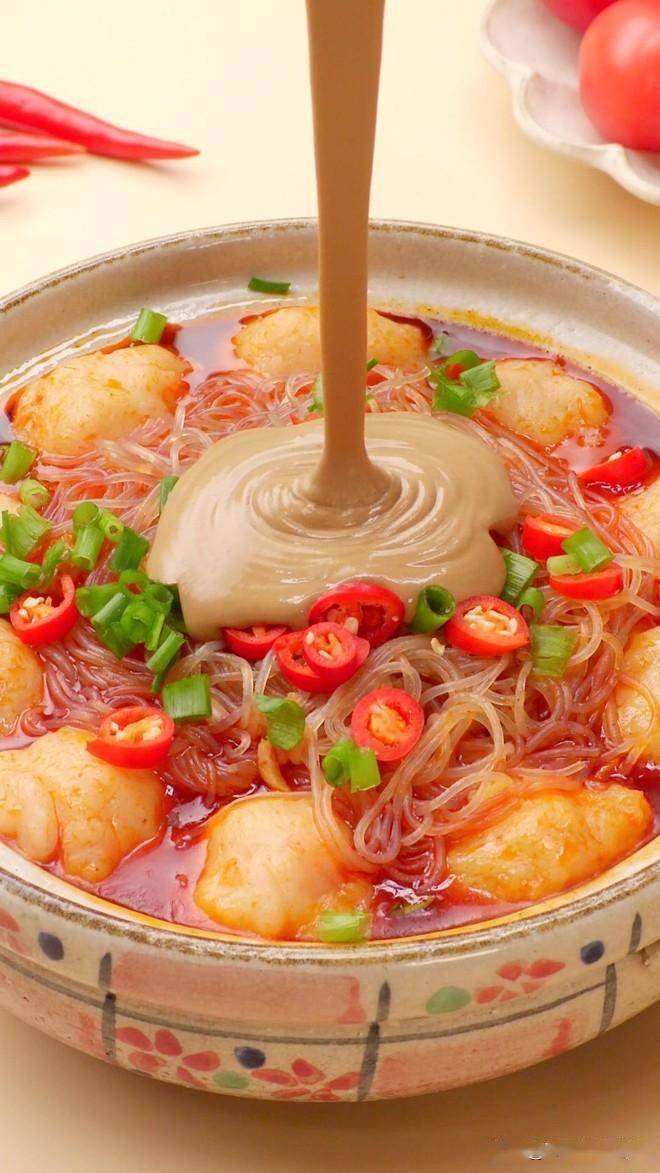 香辣虾滑粉丝_葱花_开水_温水