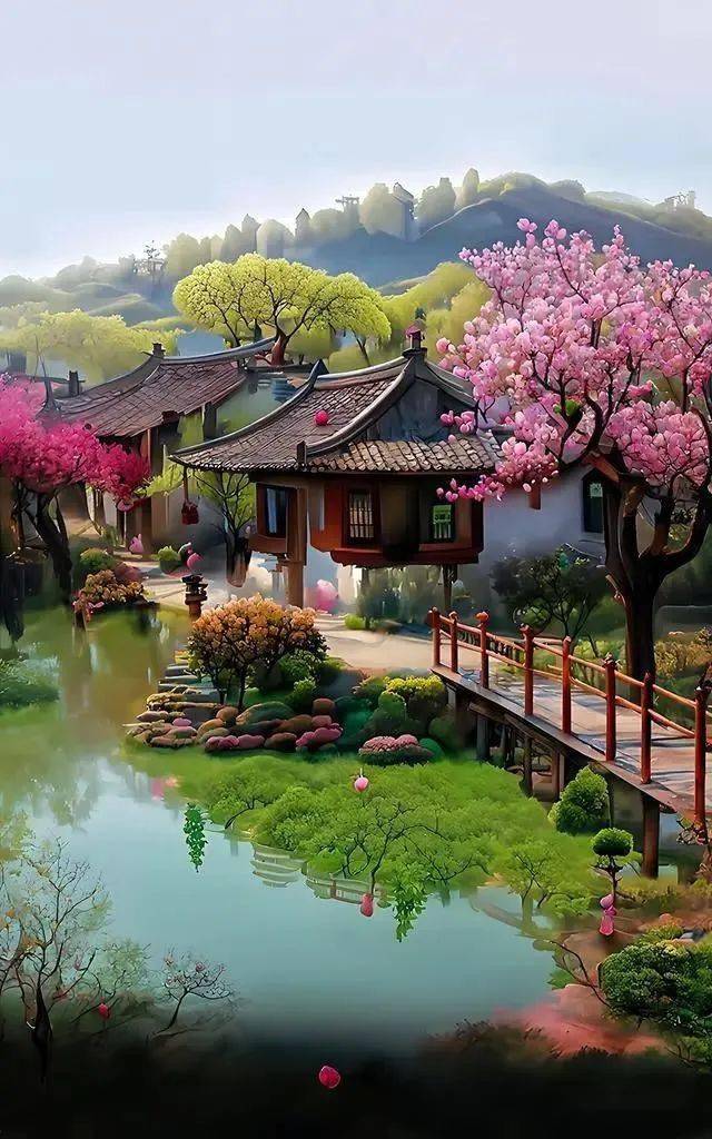 旅游与摄影 | 一组江南春ai绘画,美醉了!_版权_公众_美德