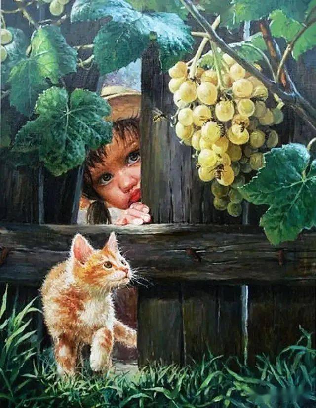 这组油画,天真烂漫,童趣满满!