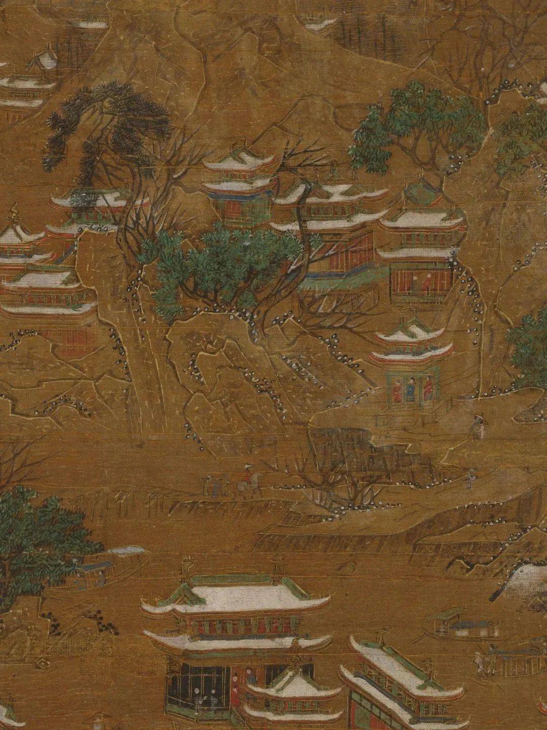 中国古画 | 纨扇《京畿瑞雪图》_作品_李思训_画面