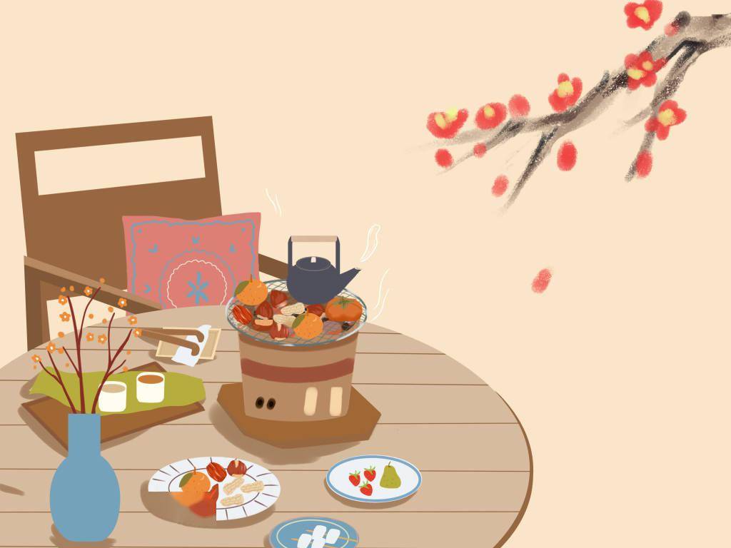 围炉煮茶是使用火坑里的火,将土陶罐放在火塘烘烤,然后把米和茶烤香.