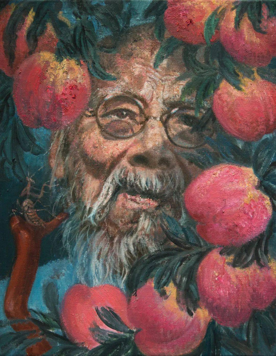 张晨初齐白石布面油画35×27cm2017年张琦平行时空粉画78x100cm2022年