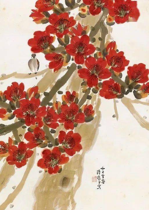 嶺南春色 | 國畫名家筆下的木棉花_陳樹人_紅棉_作品