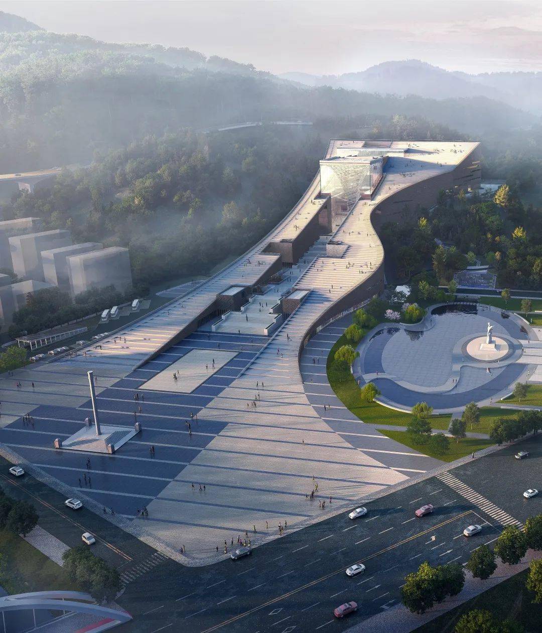 陕西商洛市新地标——秦岭·商洛博物馆,设计取意"山水玉璋"_空间