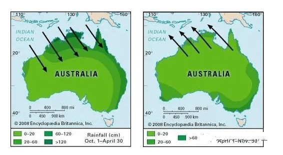 澳大利亚盛行风向图图片