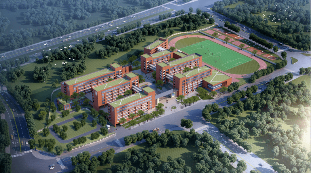 鸟瞰校园 学校供图▲中轴广场 学校供图建成后的星海学校将具备一个