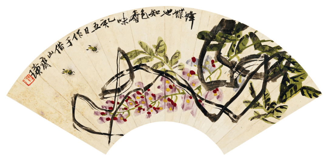 白石老人画紫藤:蜂蝶也知色香味_齐白石_色彩_画面