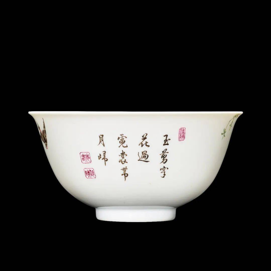 清乾隆 御制珐琅彩杏林春燕图碗