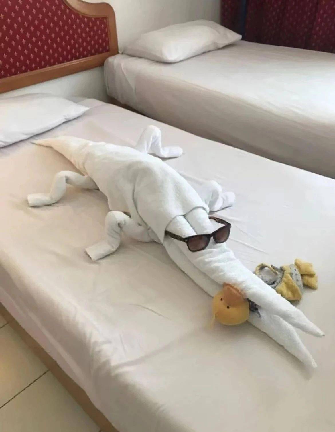 退房时给酒店阿姨的"惊喜"创意叠被子……_挑战_年纪_人员