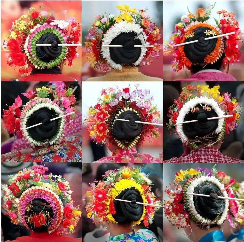 蟳埔女头饰:"行走的花园"_鲜花_螺旋_花环