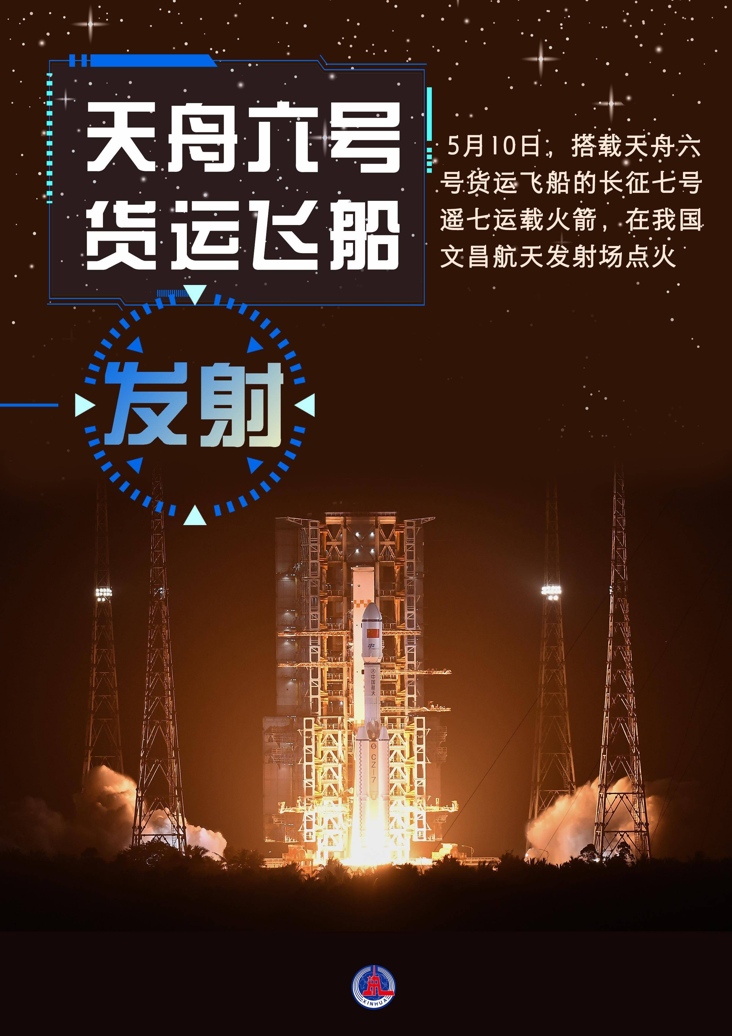 (图表·海报)〔科技〕天舟六号货运飞船发射_新华社_点火_航天