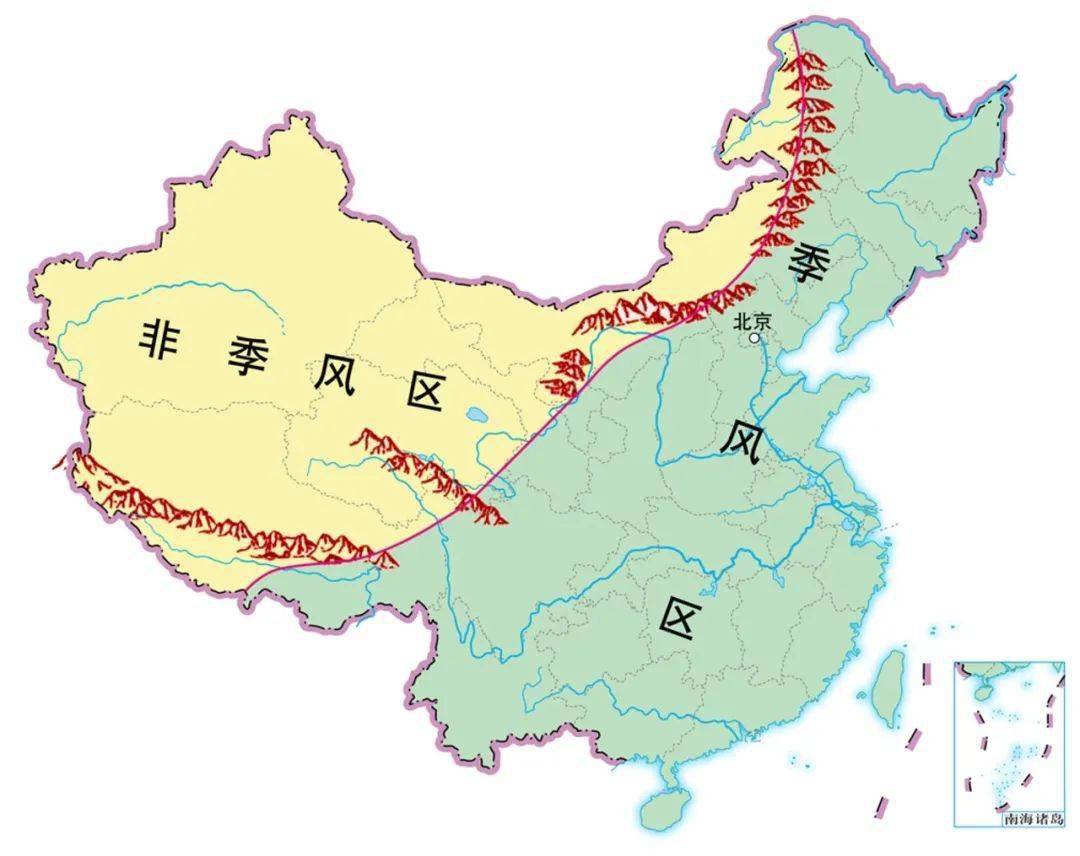 我国季风区向非季风区的过渡地带甘肃省处于②▲中国地形图黄土高原