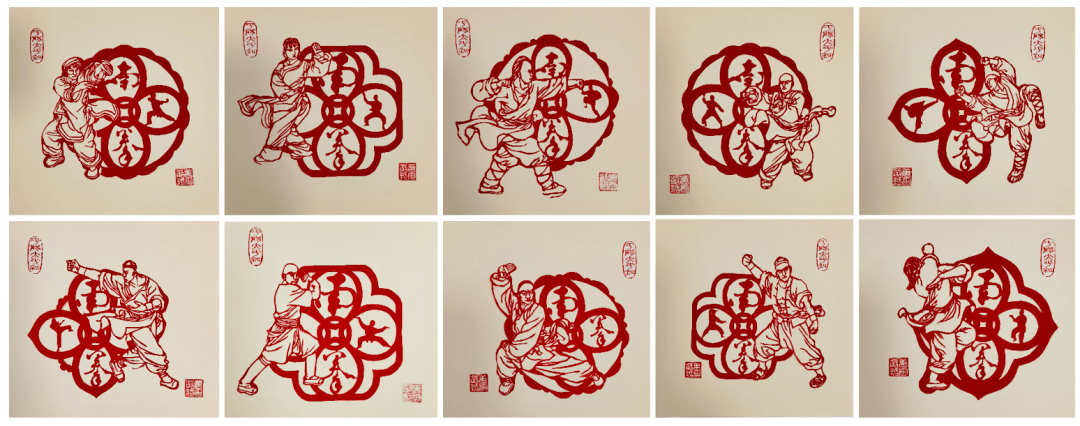 以南拳为设计主题,将平阳南拳和平阳太平钿剪纸相结合,两种省级非遗的