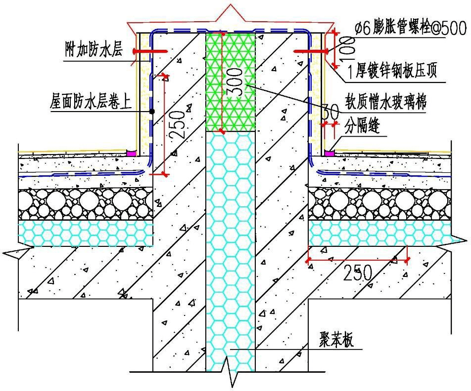 细部做法变形缝立面实施效果变形缝平面实施效果七,设备基础较大型:1