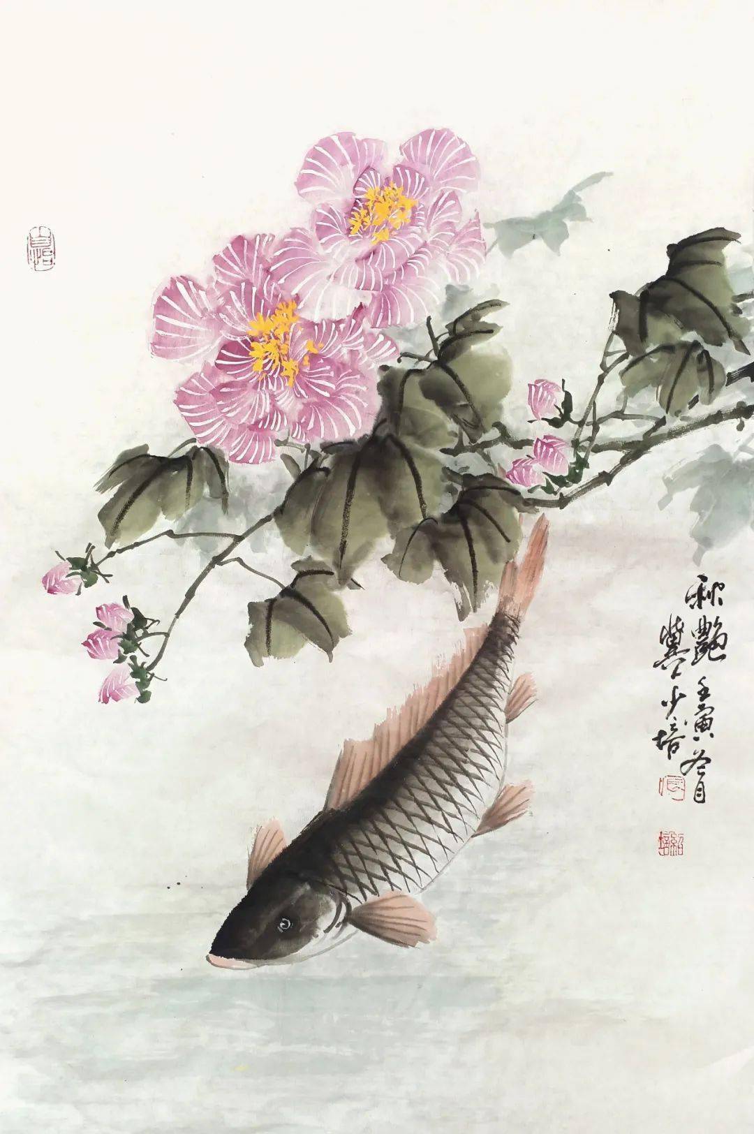 【艺术世界】张少培国画作品欣赏_东江_秋风_紫藤