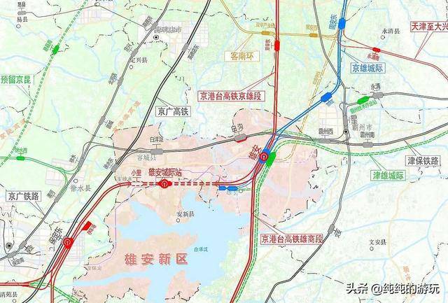 津雄城际铁路规划线路参考图示按照《京津冀核心区铁路枢纽总图规划》