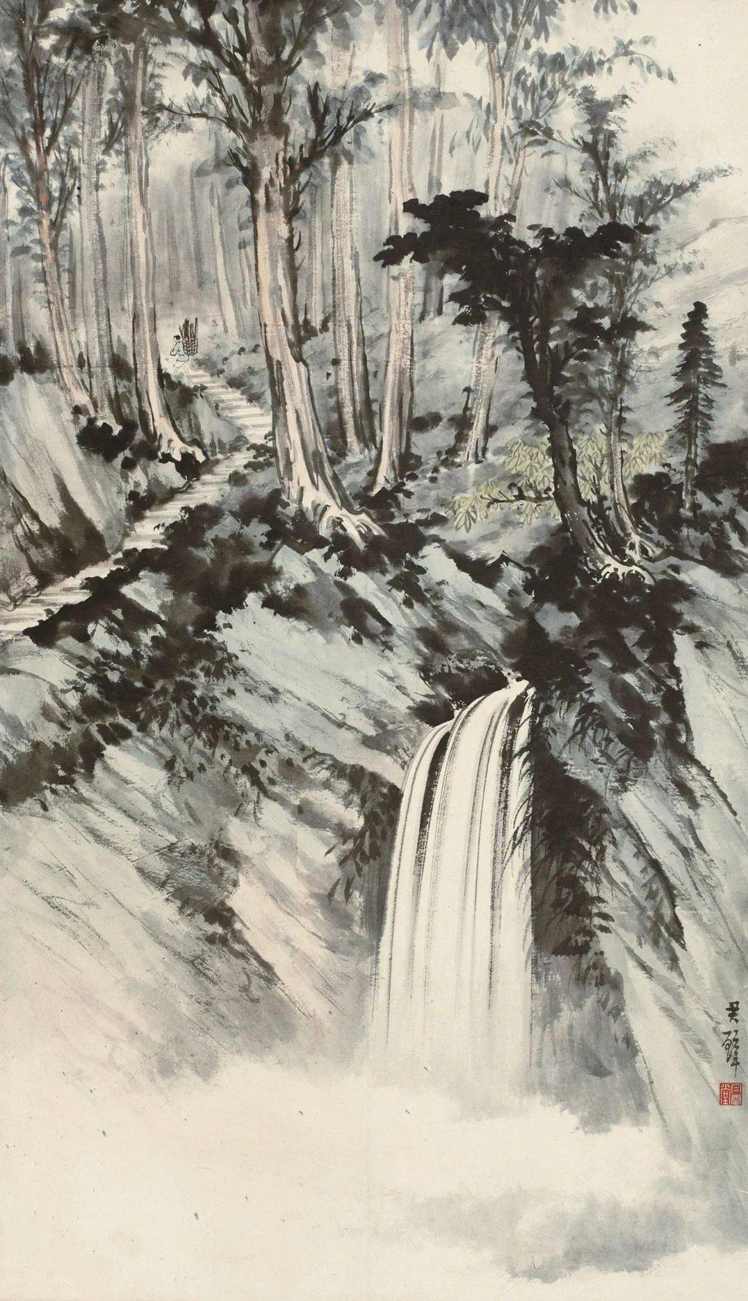 气势宏伟！黄君璧山水画瀑布欣赏_搜狐网